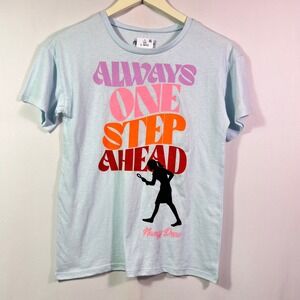 Nancy Drew Always One Step Ahead Graphic Tee Light Blue Kids Large 10/12 Cotton